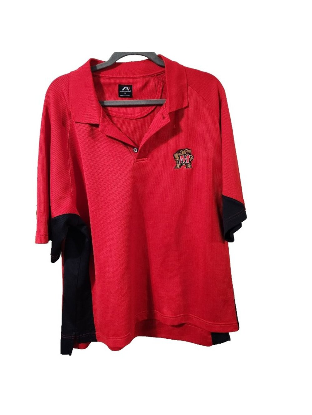 Maryland Terrapins Polo Shirt Embroidered Logo Black Panels Men’s Size XL READ